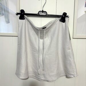 White Drawstring Skirt linen blend